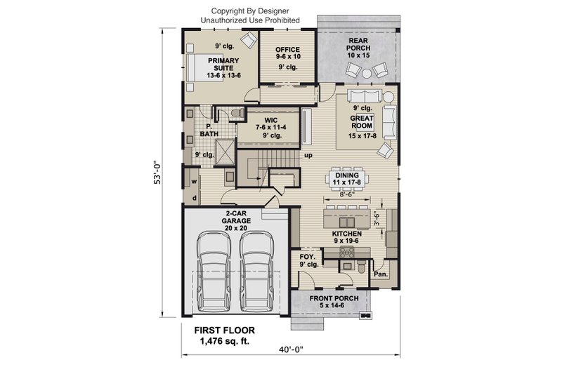 Home Plan - Floor Plan - Main Floor for Farmhouse House Plan #51-1555 - 4 bed, 4.5 bath