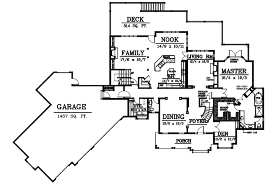 Floor Plan - Main Floor for European House Plan #100-206 - 5 bed, 2.5 bath