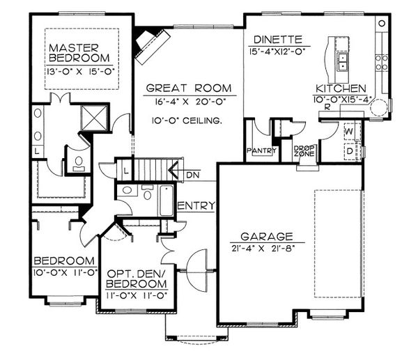 Traditional Style House Plan - 3 Beds 2 Baths 1729 Sq Ft Plan #20-2052 