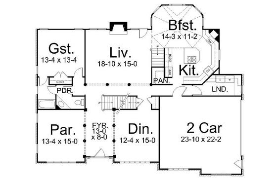 Floor Plan - Main Floor for European House Plan #119-263 - 5 bed, 4 bath