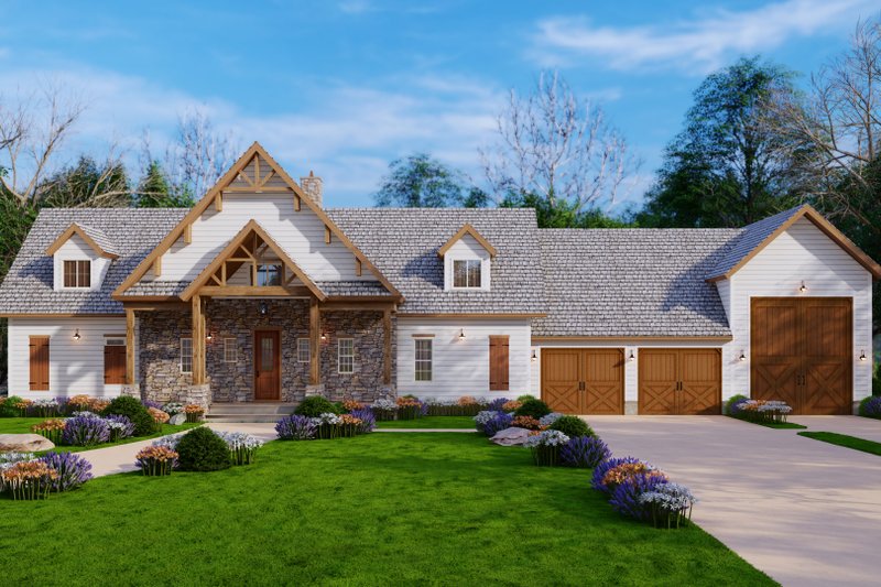 Dream House Plan - Farmhouse Exterior - Front Elevation Plan #54-446