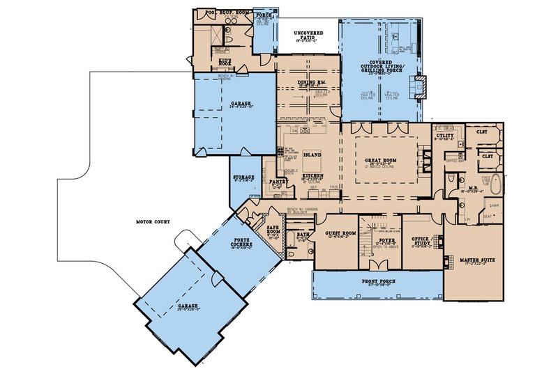 House Blueprint - Floor Plan - Main Floor for European House Plan #923-271 - 6 bed, 6 bath