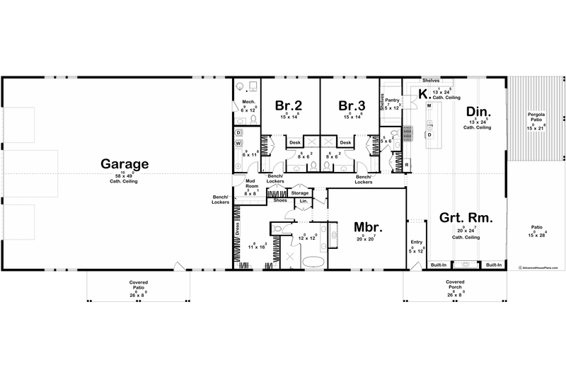 House Plan Design - Floor Plan - Main Floor for Barndominium House Plan #455-542 - 3 bed, 4.5 bath