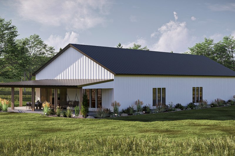 House Blueprint - Exterior - Rear Elevation for Barndominium House Plan #455-582 - 4 bed, 3 bath