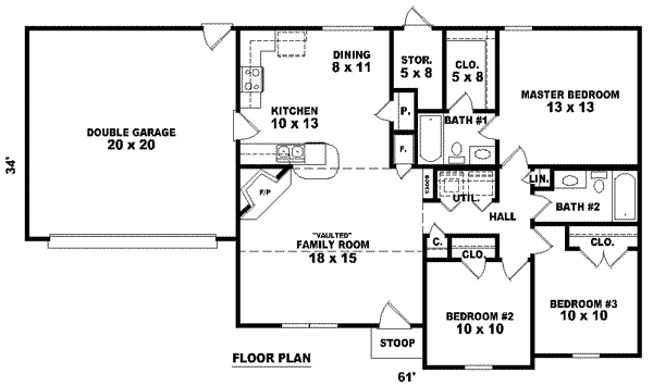Ranch Floor Plan - Main Floor Plan #81-1383