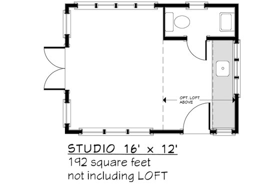 Floor Plan - Main Floor for Adobe / Southwestern House Plan #917-31 - 1 bed, 1 bath