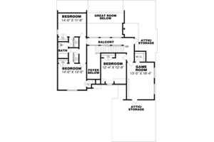 Floor Plan - Upper Floor for European House Plan #34-227 - 4 bed, 2.5 bath