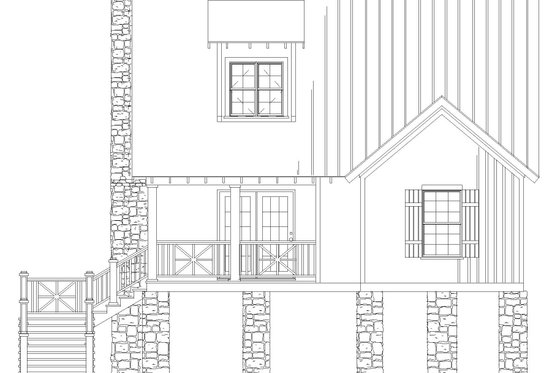 Exterior - Rear Elevation for Mediterranean House Plan #17-3301 - 2 bed, 2 bath