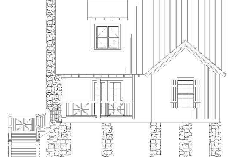 House Blueprint - Exterior - Rear Elevation for Mediterranean House Plan #17-3301 - 2 bed, 2 bath