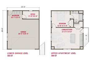 Floor Plan - Main Floor for Craftsman House Plan #461-100 - 1 bed, 1 bath