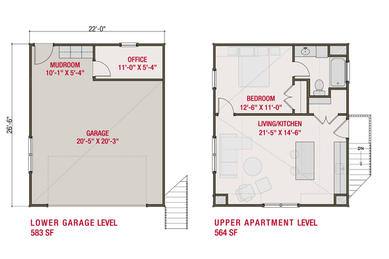 Floor Plan - Main Floor for Craftsman House Plan #461-100 - 1 bed, 1 bath