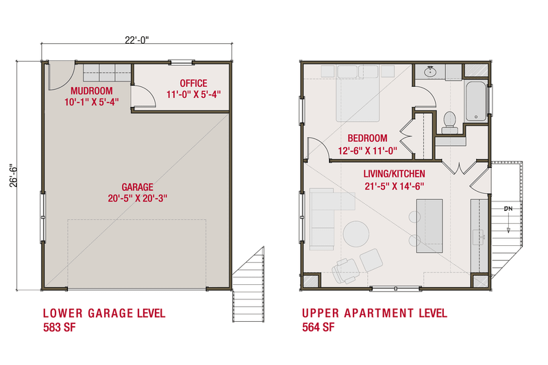 Architectural House Design - Floor Plan - Main Floor for Craftsman House Plan #461-100 - 1 bed, 1 bath