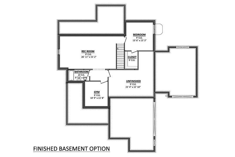 House Blueprint - Floor Plan - Lower Floor for Farmhouse House Plan #1089-24 - 3 bed, 2.5 bath