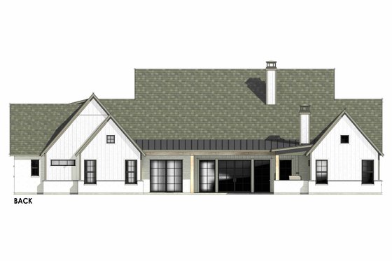 Exterior - Rear Elevation 1 for Farmhouse House Plan #1096-38 - 4 bed, 3.5 bath