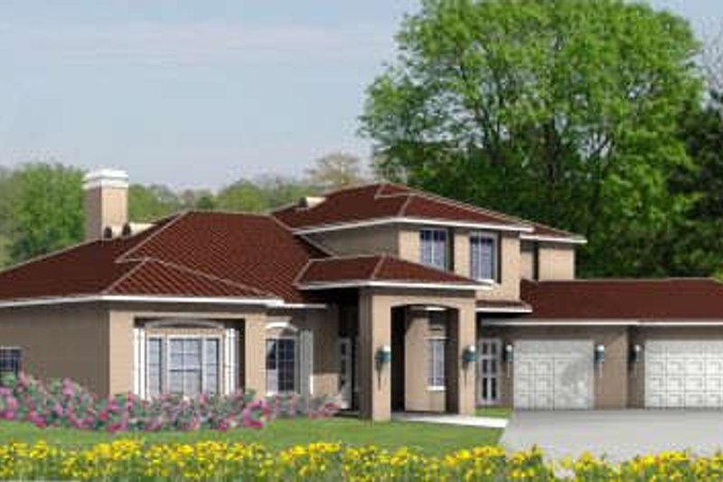 Dream House Plan - Adobe / Southwestern Exterior - Front Elevation Plan #1-889