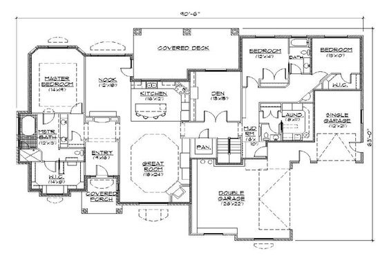 Floor Plan - Main Floor for Traditional House Plan #5-329 - 3 bed, 3 bath