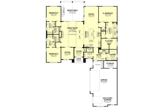 Floor Plan - Main Floor for Southern House Plan #430-321 - 3 bed, 3.5 bath
