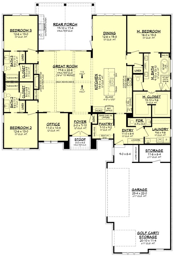 Home Plan - Southern Floor Plan - Main Floor Plan #430-321
