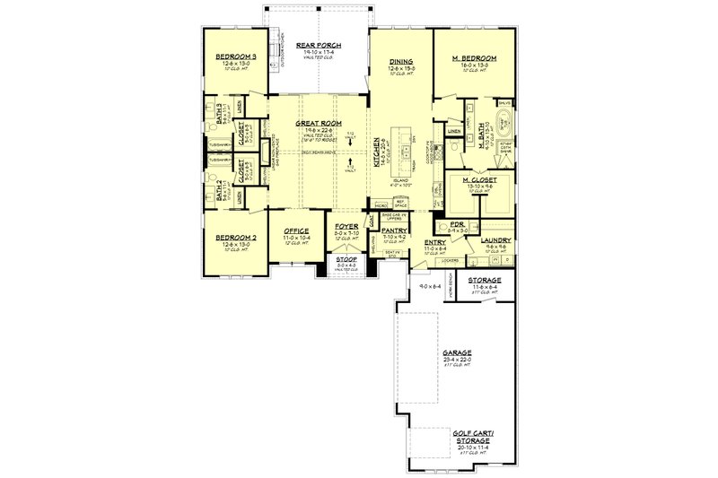 Home Plan - Floor Plan - Main Floor for Southern House Plan #430-321 - 3 bed, 3.5 bath