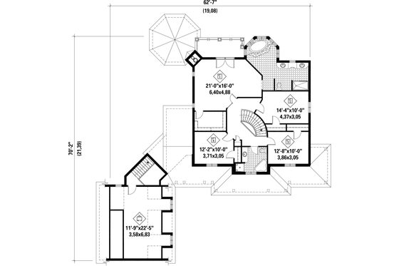 Floor Plan - Upper Floor for European House Plan #25-4799 - 4 bed, 2 bath