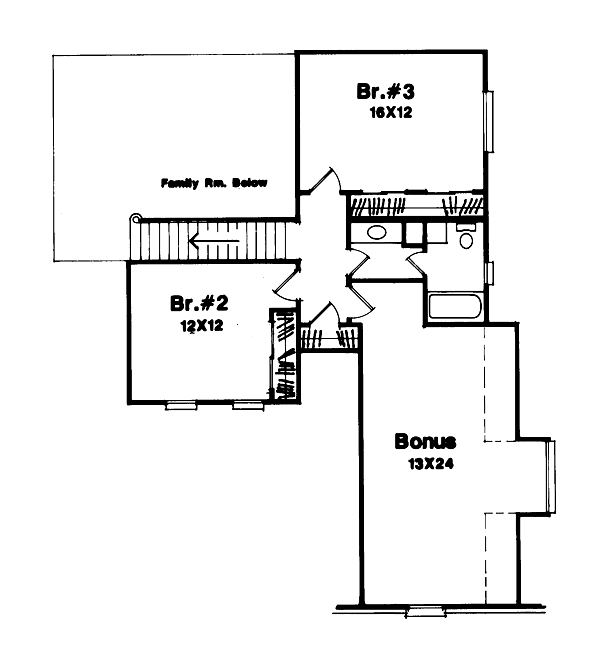 House Design - European Floor Plan - Upper Floor Plan #41-159