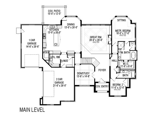 House Blueprint - Traditional Floor Plan - Main Floor Plan #920-44