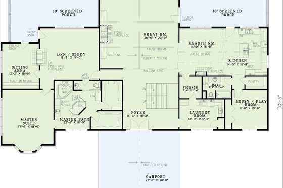 Exterior - Front Elevation 3 for Ranch House Plan #17-263 - 4 bed, 4 bath