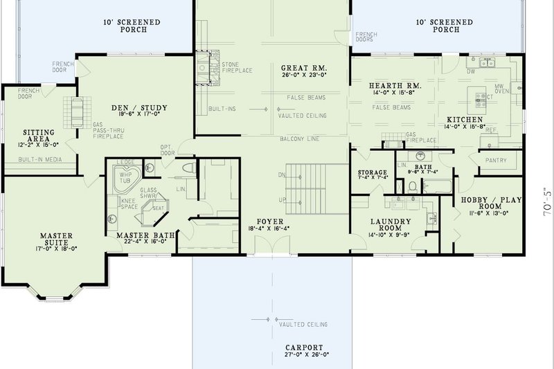 House Design - Exterior - Front Elevation 3 for Ranch House Plan #17-263 - 4 bed, 4 bath