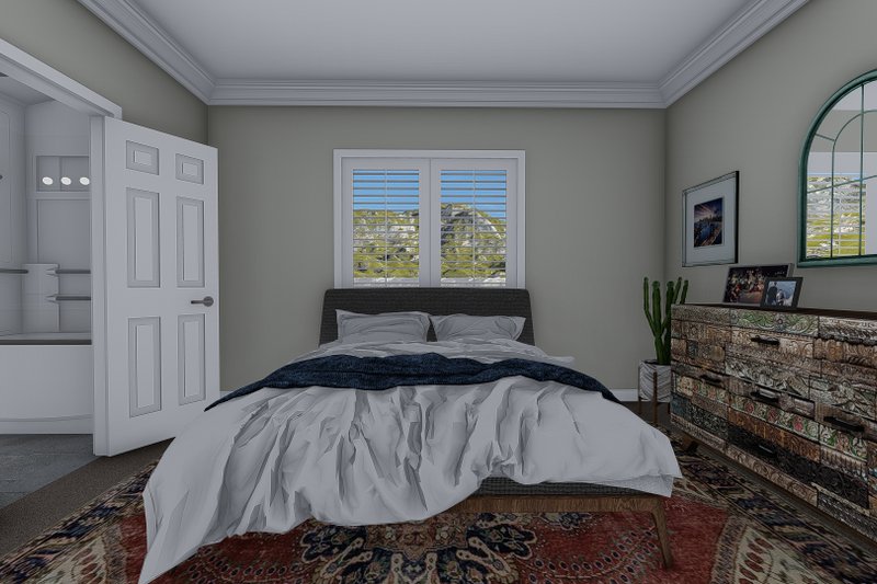 House Blueprint - Interior - Master Bedroom 1 for Ranch House Plan #1060-438 - 2 bed, 2 bath