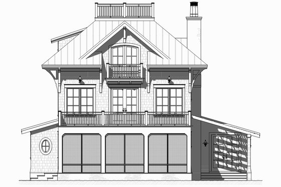 Exterior - Front Elevation 3 for Beach House Plan #901-124 - 4 bed, 3.5 bath