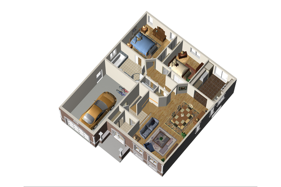 Floor Plan - Main Floor 1 for Traditional House Plan #25-4362 - 2 bed, 1 bath