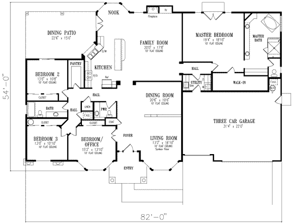 Dream House Plan - Adobe / Southwestern Floor Plan - Main Floor Plan #1-730