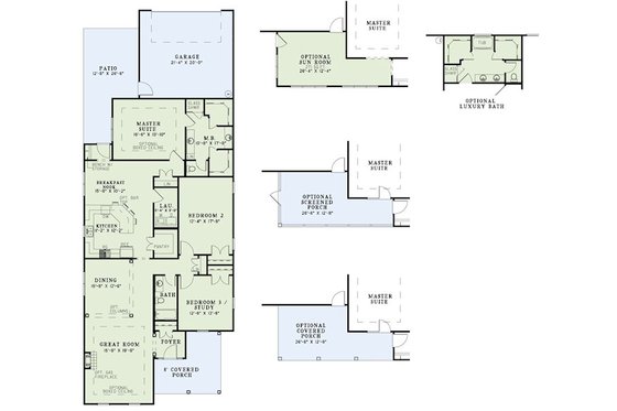 Floor Plan - Main Floor for Traditional House Plan #17-2421 - 3 bed, 2 bath
