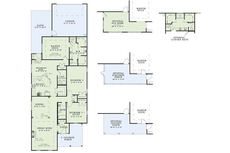 Dream House Plan - Floor Plan - Main Floor for Traditional House Plan #17-2421 - 3 bed, 2 bath