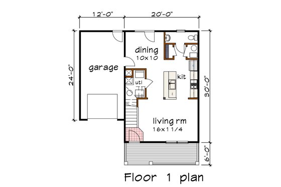 Floor Plan - Main Floor for Farmhouse House Plan #79-271 - 3 bed, 2.5 bath