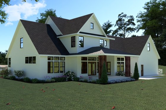 Exterior - Rear Elevation for Farmhouse House Plan #1070-36 - 4 bed, 3.5 bath