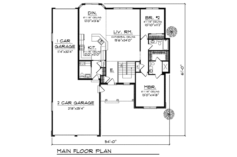 House Plan Design - Floor Plan - Main Floor for Ranch House Plan #70-817 - 3 bed, 3.5 bath