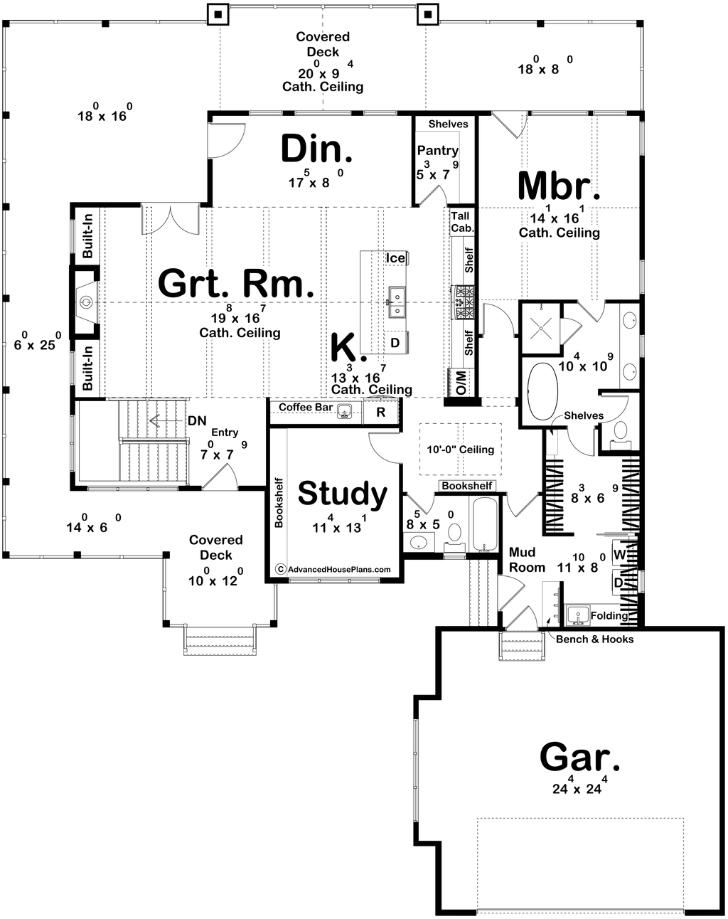 Beach Style House Plan - 1 Beds 2 Baths 1856 Sq/Ft Plan #455-594 ...