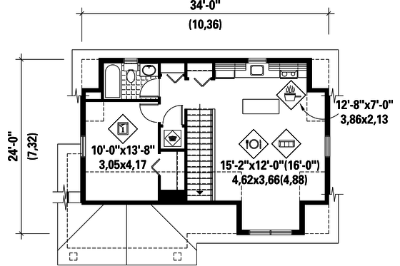 Floor Plan - Upper Floor for Traditional House Plan #25-4622 - 1 bed, 1 bath