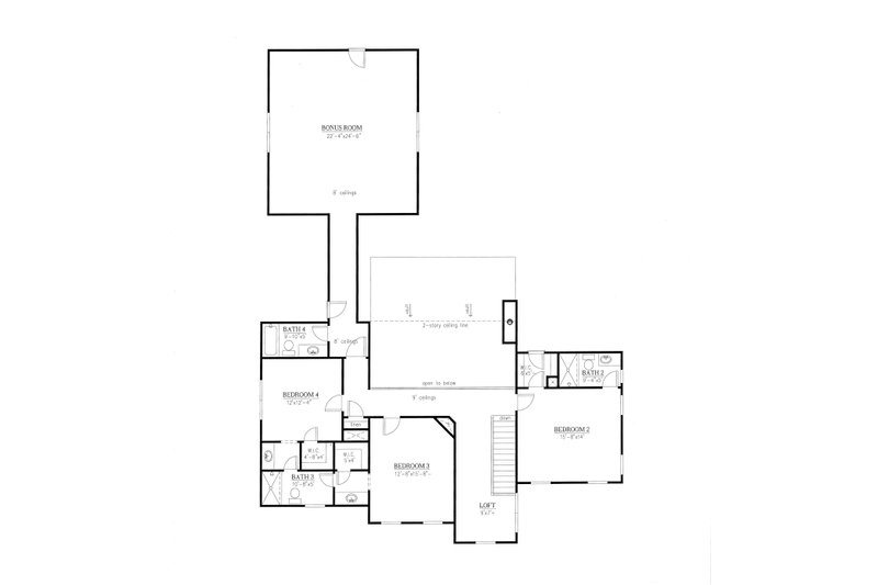 House Blueprint - Floor Plan - Upper Floor for Farmhouse House Plan #437-92 - 4 bed, 4.5 bath