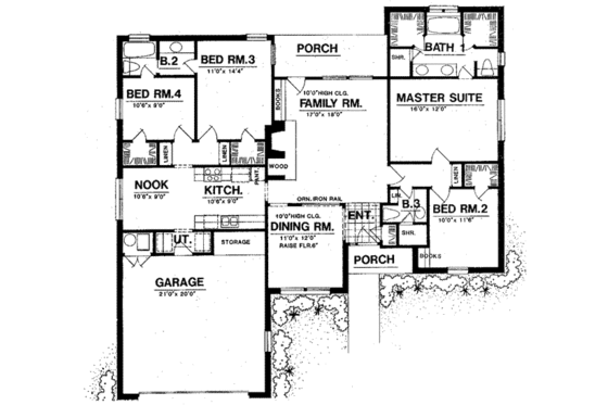 Floor Plan - Main Floor for European House Plan #40-314 - 4 bed, 3 bath