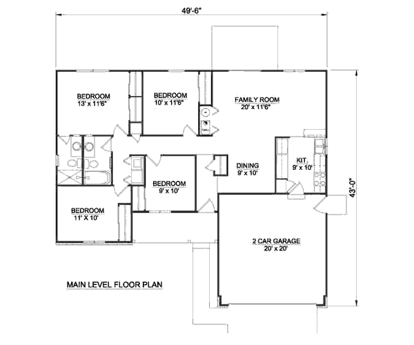 Ranch Floor Plan - Main Floor Plan #116-172