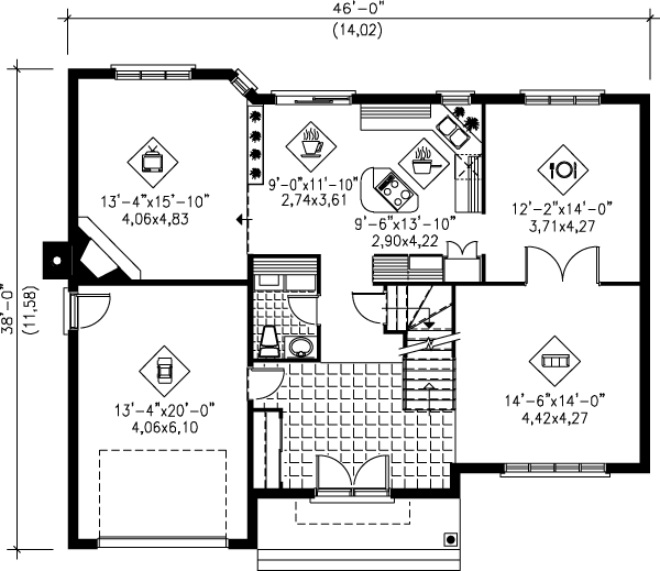 Traditional Floor Plan - Main Floor Plan #25-2199