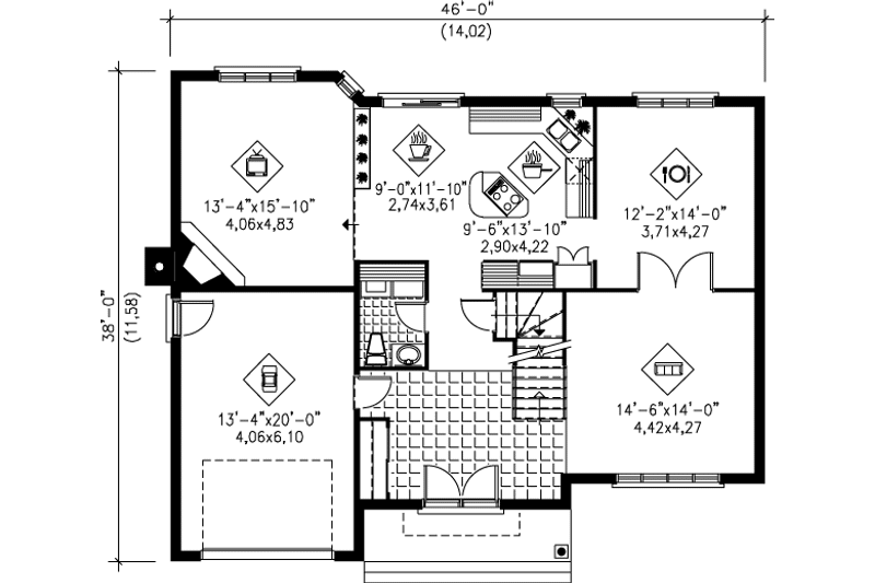 Home Plan - Floor Plan - Main Floor for Traditional House Plan #25-2199 - 3 bed, 2.5 bath