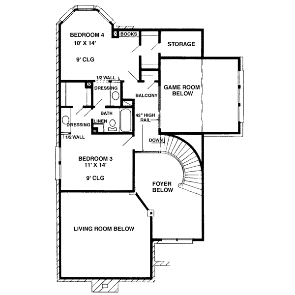 Architectural House Design - European Floor Plan - Upper Floor Plan #410-198