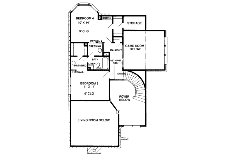 House Plan Design - Floor Plan - Upper Floor for European House Plan #410-198 - 4 bed, 3 bath