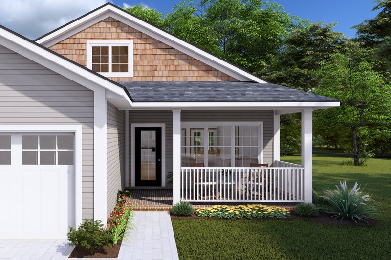 House Plan Design - Exterior - Covered Porch for Cottage House Plan #513-2236 - 3 bed, 2 bath