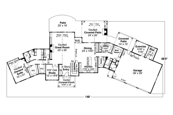 Architectural House Design - Craftsman Floor Plan - Main Floor Plan #124-1277