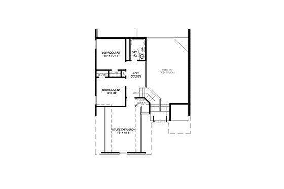 Floor Plan - Upper Floor for European House Plan #424-38 - 3 bed, 2.5 bath