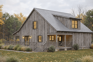 Exterior - Rear Elevation for Cabin House Plan #923-453 - 2 bed, 2 bath